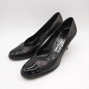 Salvatore Ferragamo Black Calf Leather Heels Sz6.5